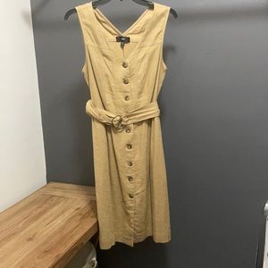 Button down khaki A-line dress with belt size S